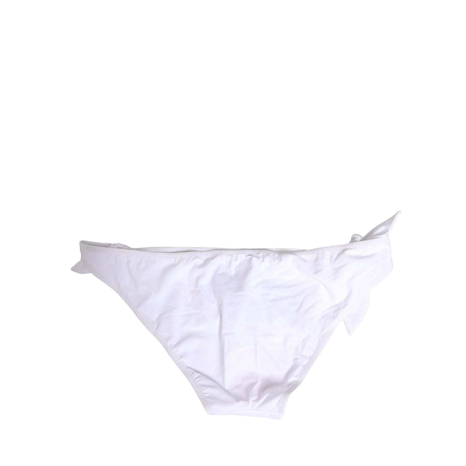 Dolce & Gabbana White Nylon DG Logo Plaque Bikini Bottom Swimwear