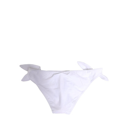 Dolce & Gabbana White Nylon DG Logo Plaque Bikini Bottom Swimwear