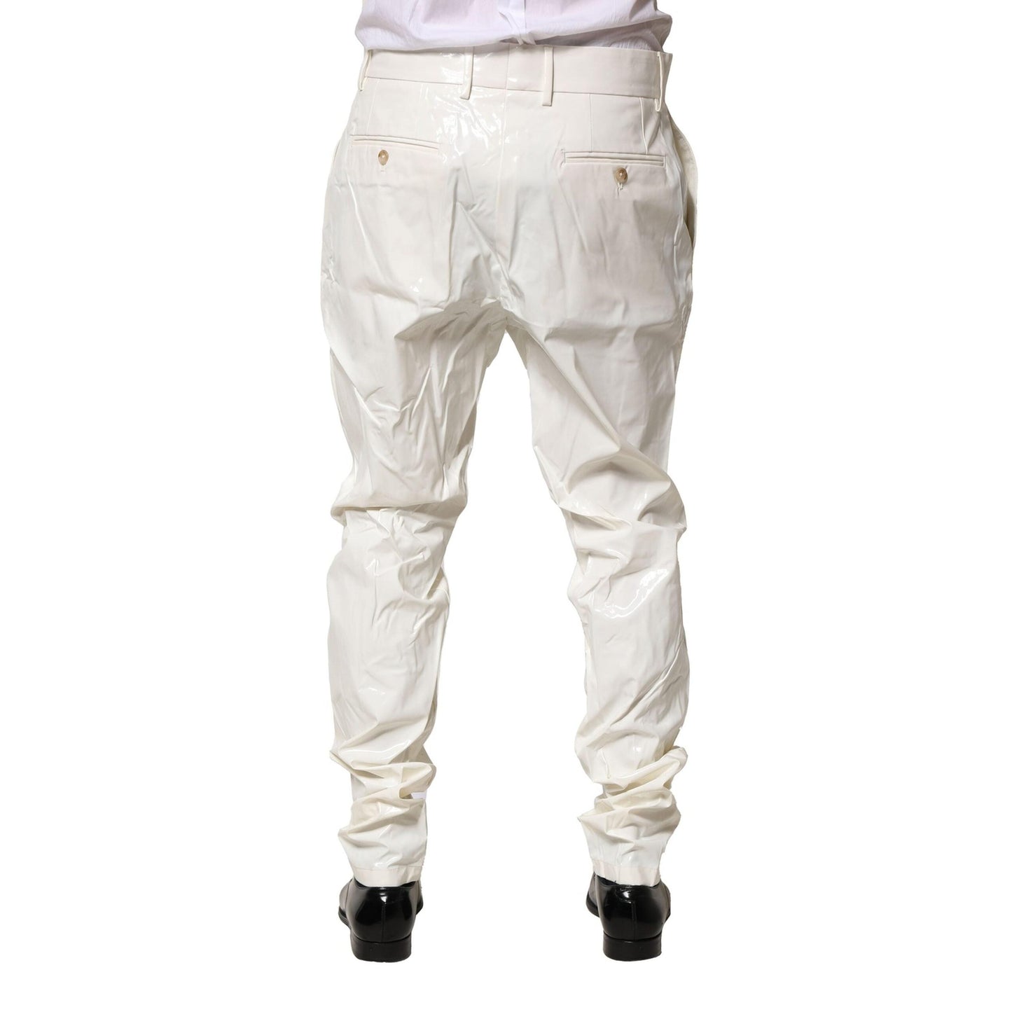 Dolce & Gabbana White Nylon Tapered Dress Men Pants