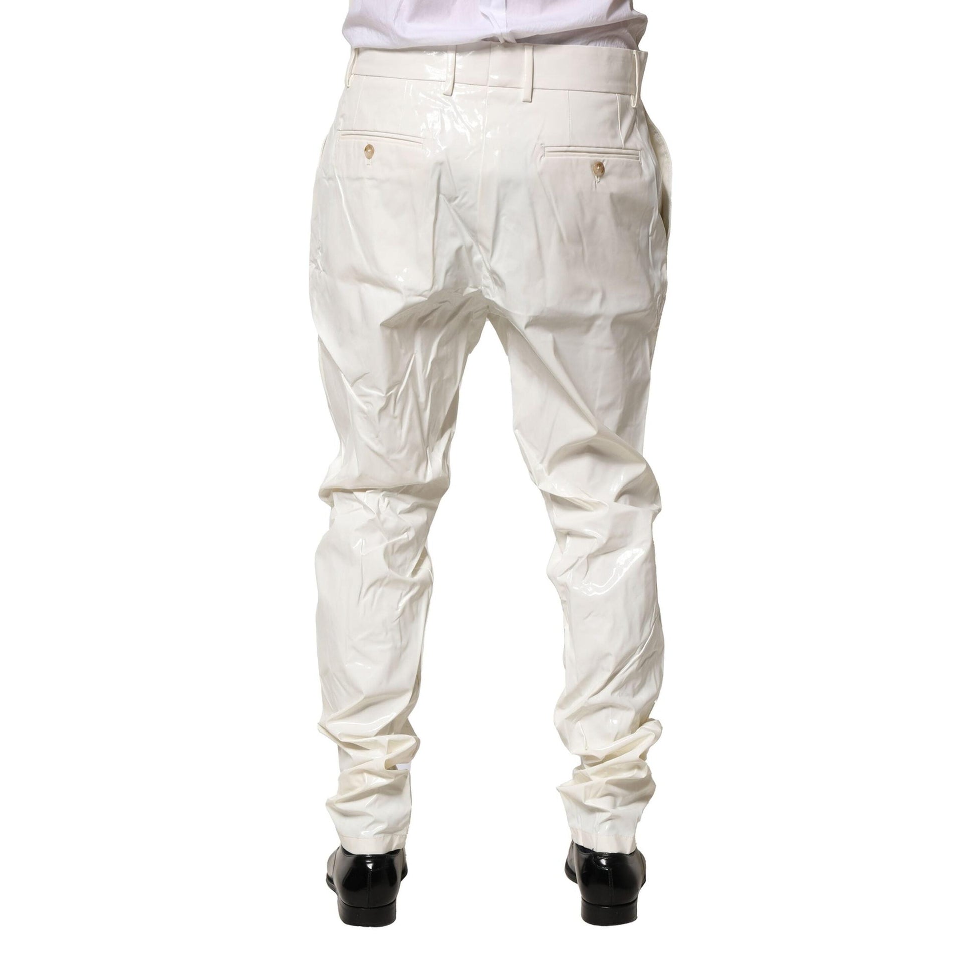 Dolce & Gabbana White Nylon Tapered Dress Men Pants