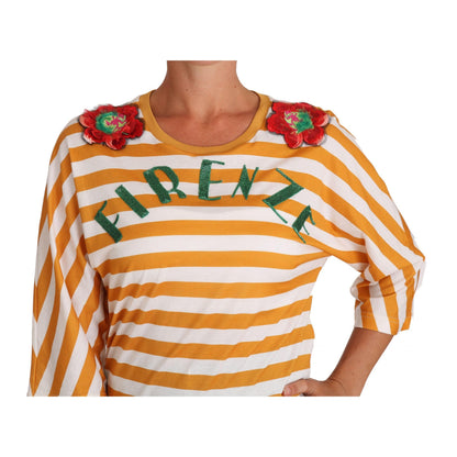 Dolce & Gabbana White Orange FIRENZE Top T-shirt