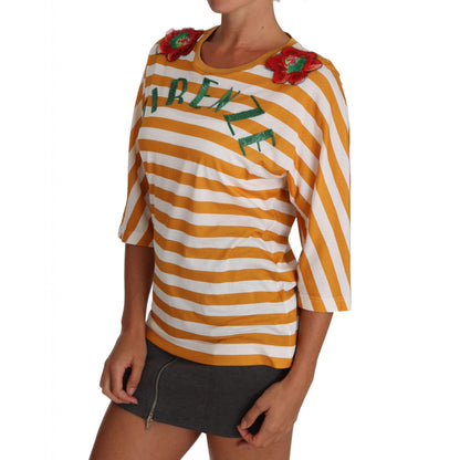 Dolce & Gabbana White Orange FIRENZE Top T-shirt
