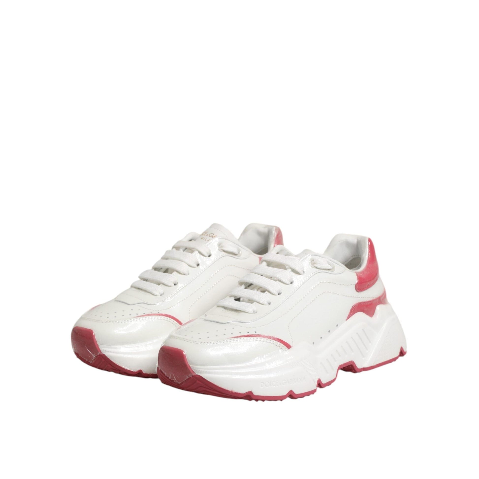 Dolce & Gabbana White Pink Daymaster Low Top Sneakers Shoes