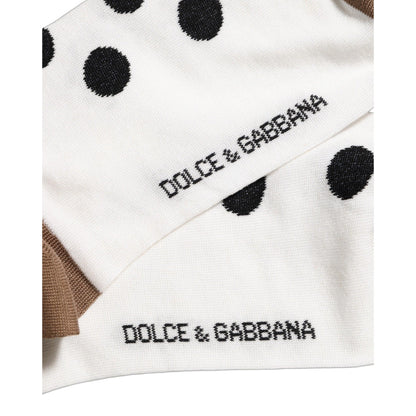 Dolce & Gabbana White Polka Dot Over The Calf Accessory Socks