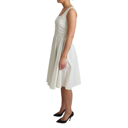 Dolce & Gabbana White Polka Dotted Cotton A-Line Dress