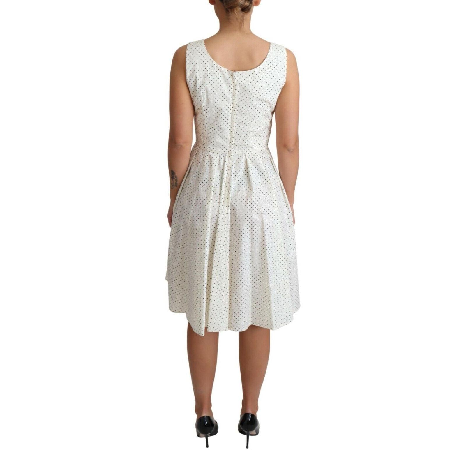 Dolce & Gabbana White Polka Dotted Cotton A-Line Dress