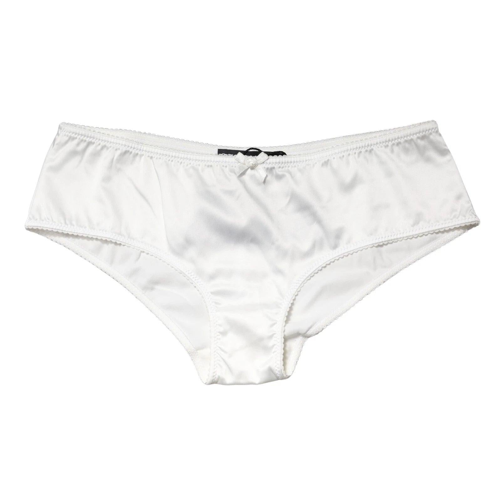 Dolce & Gabbana White Silk Stretch Mid Waist Brief Panty Underwear