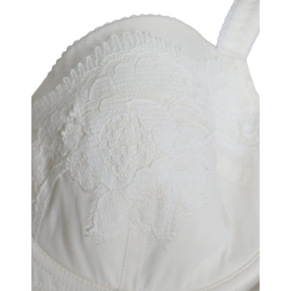 Dolce & Gabbana White Silk Stretch Panty Balconette Bra Underwear