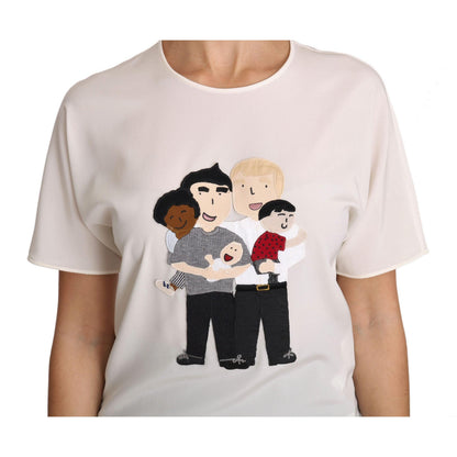 Dolce & Gabbana White Silk Stretch #dgfamily T-shirt