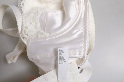 Dolce & Gabbana White Silk Underwired Balconette Bra Underwear