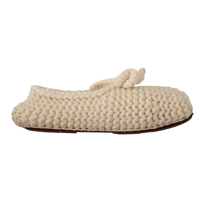 Dolce & Gabbana White Slip On Ballerina Flats Wool Knit Shoes