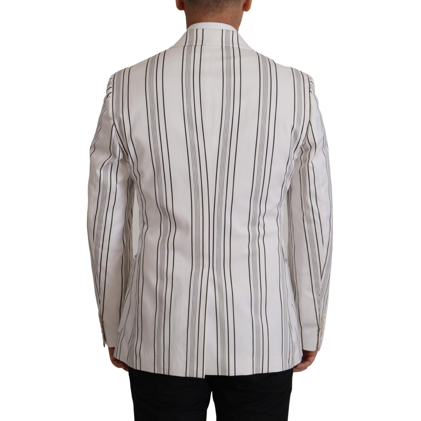 Dolce & Gabbana White Stripes Cotton Single Breasted Blazer