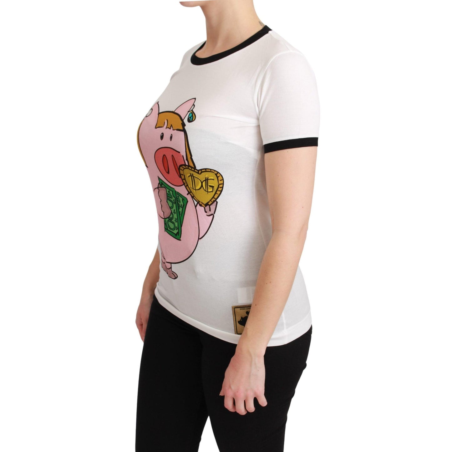 Dolce & Gabbana White YEAR OF THE PIG Top Cotton T-shirt
