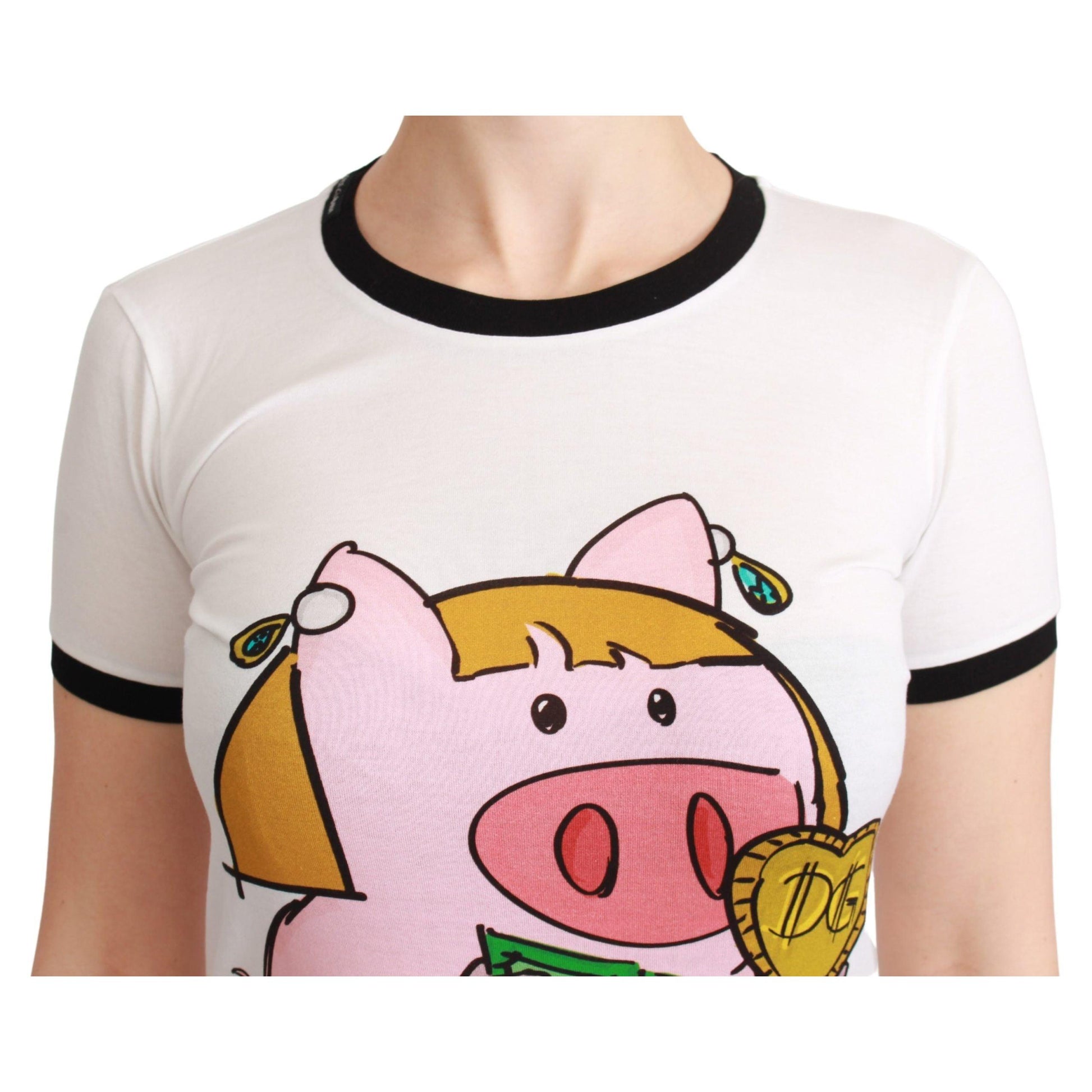 Dolce & Gabbana White YEAR OF THE PIG Top Cotton T-shirt