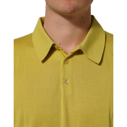 Dolce & Gabbana Yellow Cashmere Short Sleeves Polo T-shirt