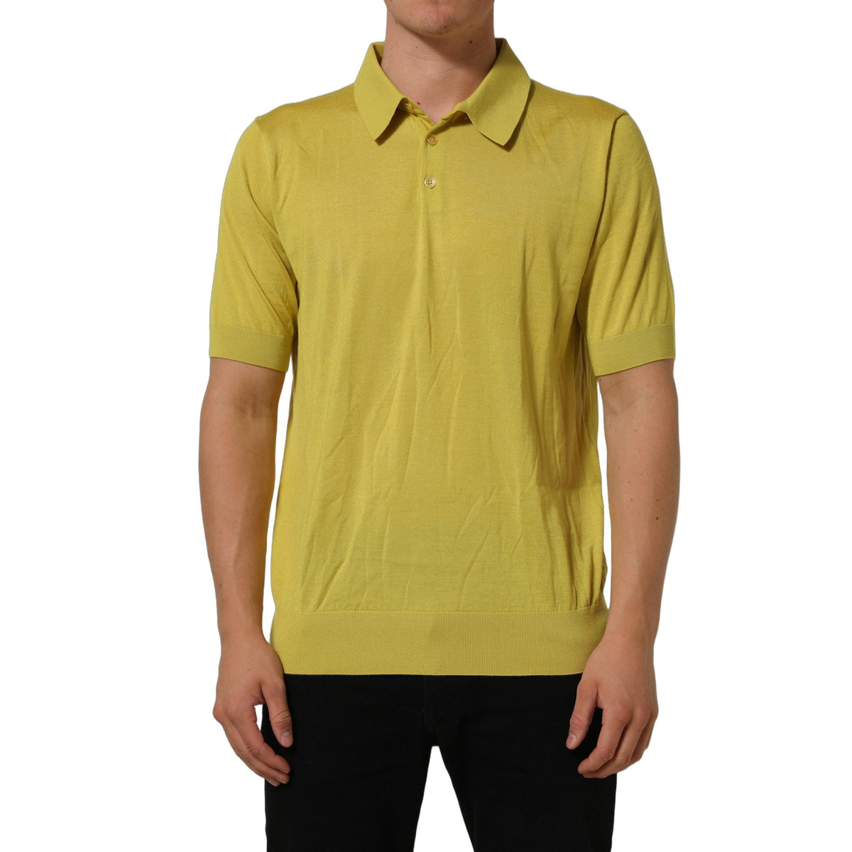 Dolce & Gabbana Yellow Cashmere Short Sleeves Polo T-shirt