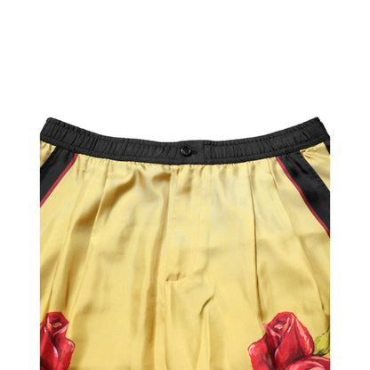 Dolce & Gabbana Yellow Floral Print Silk Men Bermuda Shorts