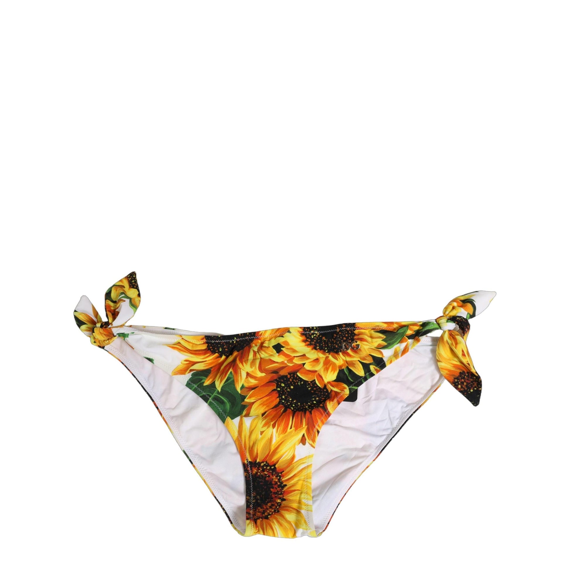 Dolce & Gabbana Yellow Nylon Sunflower Bikini Bottom Swimwear