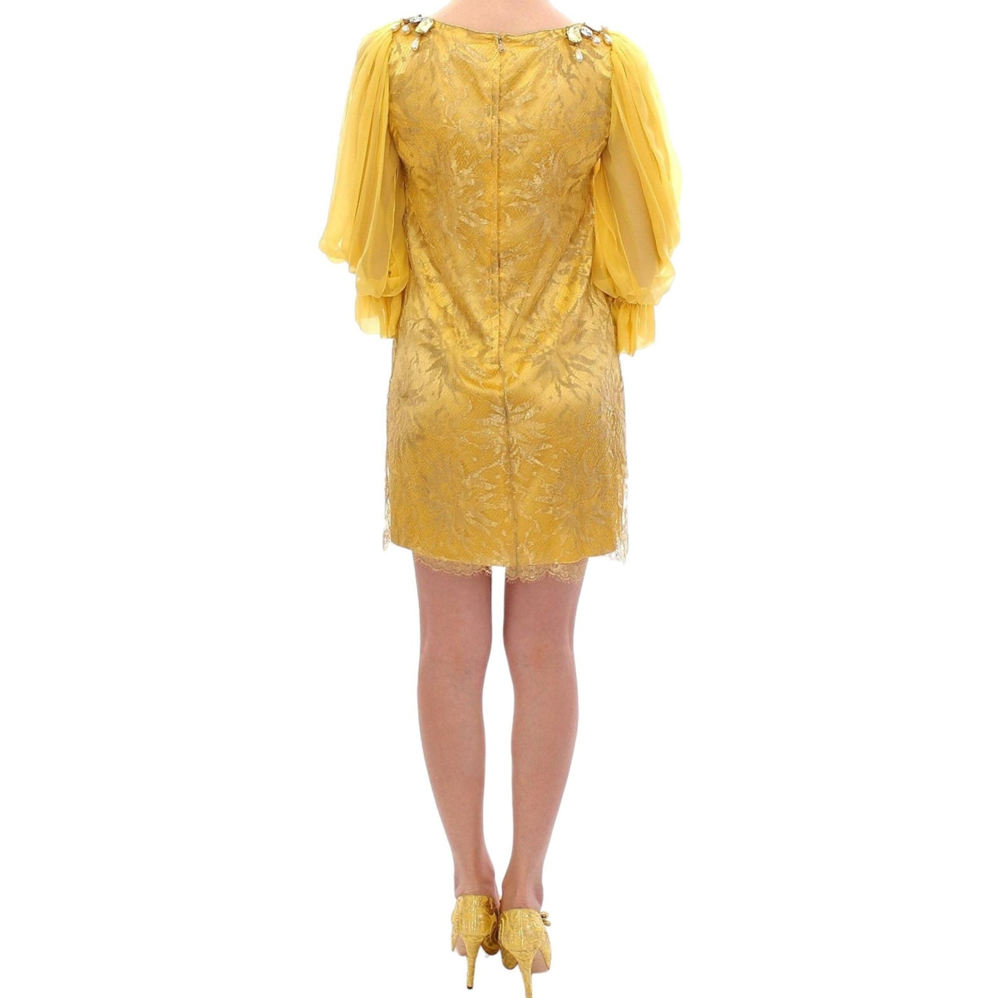 Dolce & Gabbana Yellow lace crystal mini dress
