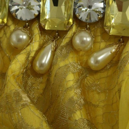 Dolce & Gabbana Yellow lace crystal mini dress