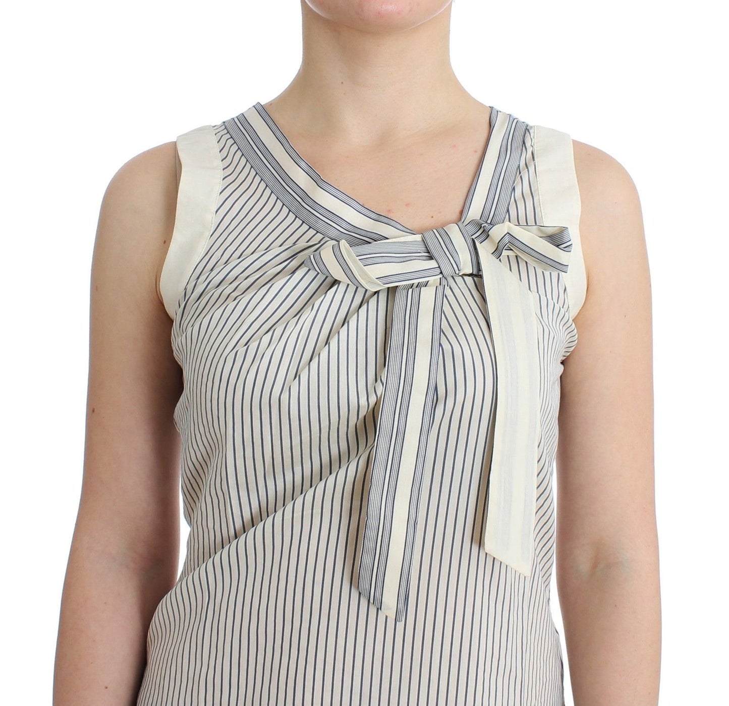 Ermanno Scervino Beachwear Striped Top Blouse Shirt Bow Tank