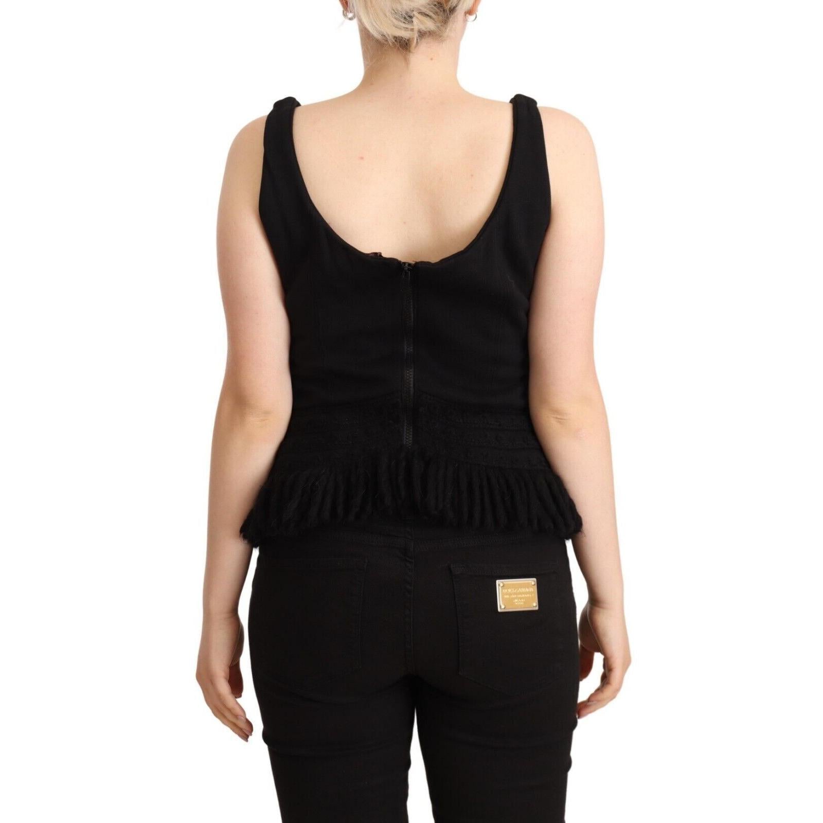 Ermanno Scervino Black Cotton Sleevelesss Tank Casual Top