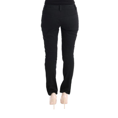Ermanno Scervino Black Cotton Slim Fit Casual Pants