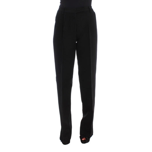 Ermanno Scervino Black Striped Cotton Blend Wide Legs Pants