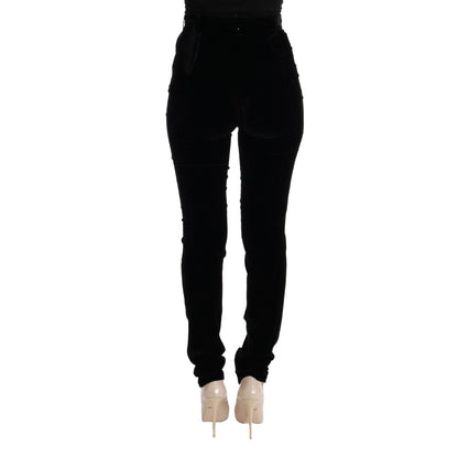 Ermanno Scervino Black Velvet Slim Fit Pants