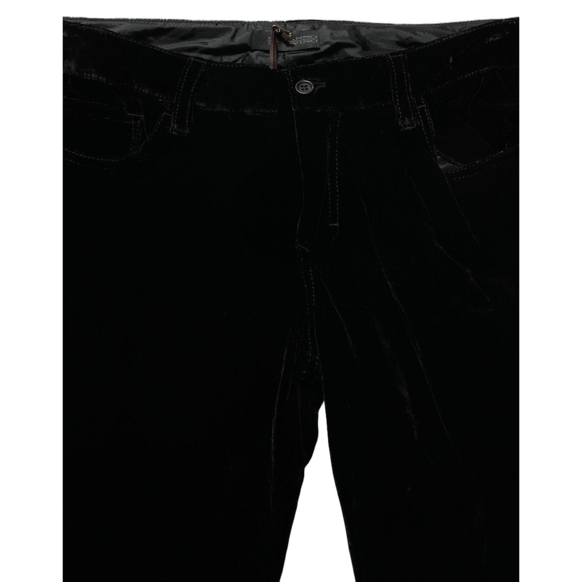 Ermanno Scervino Black Viscose Blend Velvet Slim Fit Pants