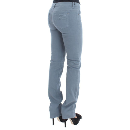 Ermanno Scervino Blue Cotton Blend Slim Fit Bootcut Jeans