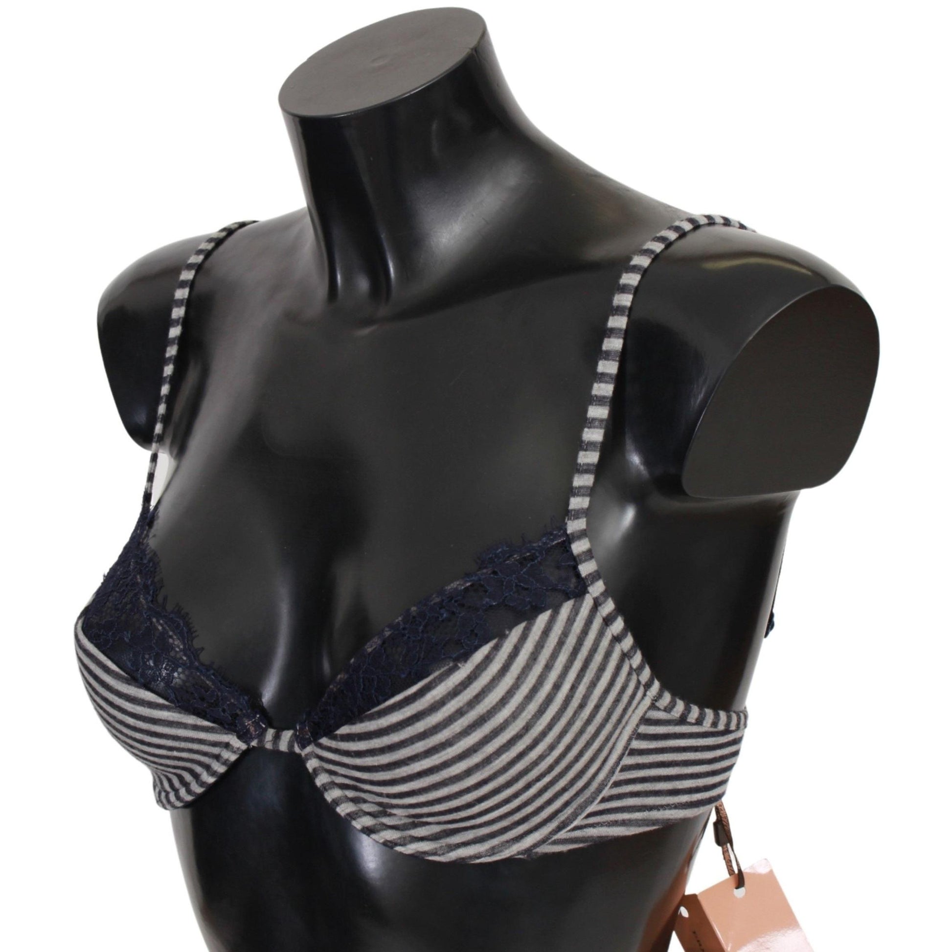 Ermanno Scervino Blue Stripes Lace Reggiseno Bra Underwear