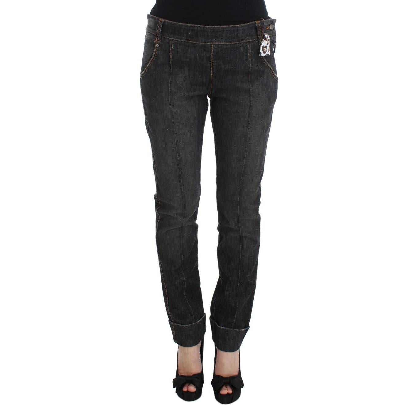 Ermanno Scervino Gray Cotton Slim Fit Denim Jeans