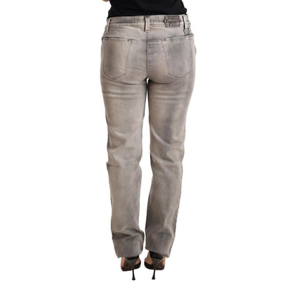 Ermanno Scervino Gray Washed Low Waist Skinny Trouser Cotton Jeans