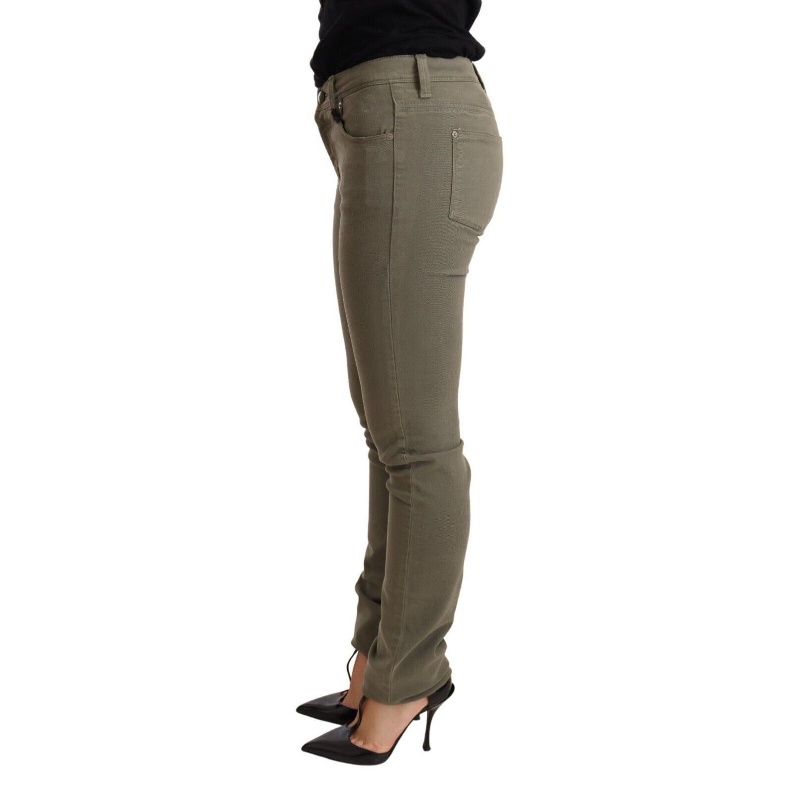 Ermanno Scervino Green Low Waist Skinny Slim Trouser Cotton Jeans