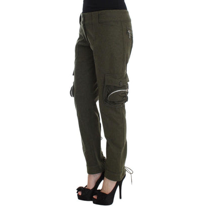 Ermanno Scervino Green Wool Blend Loose Fit Cargo Pants