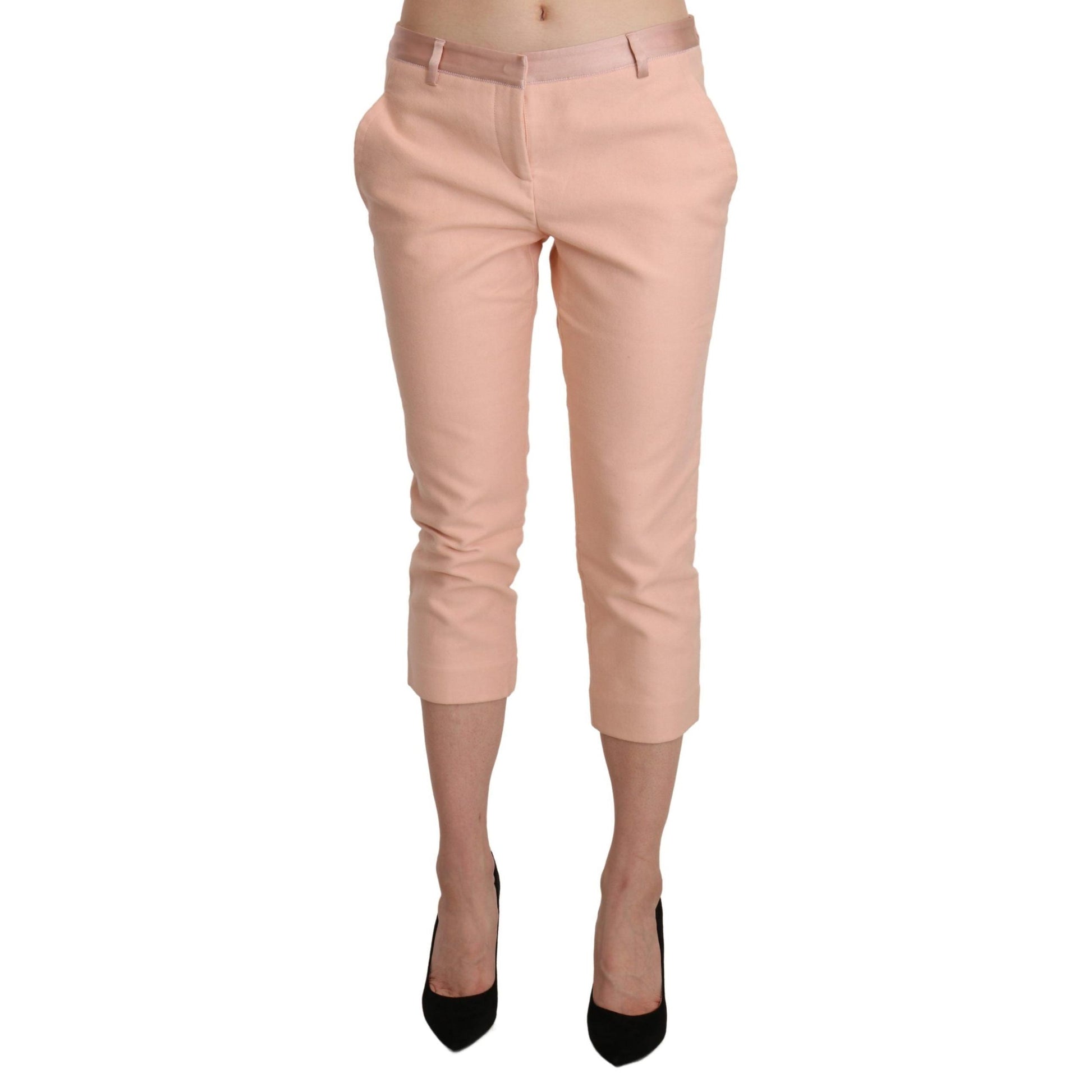 Ermanno Scervino Pink Low Waist Skinny Cropped Capri Pants