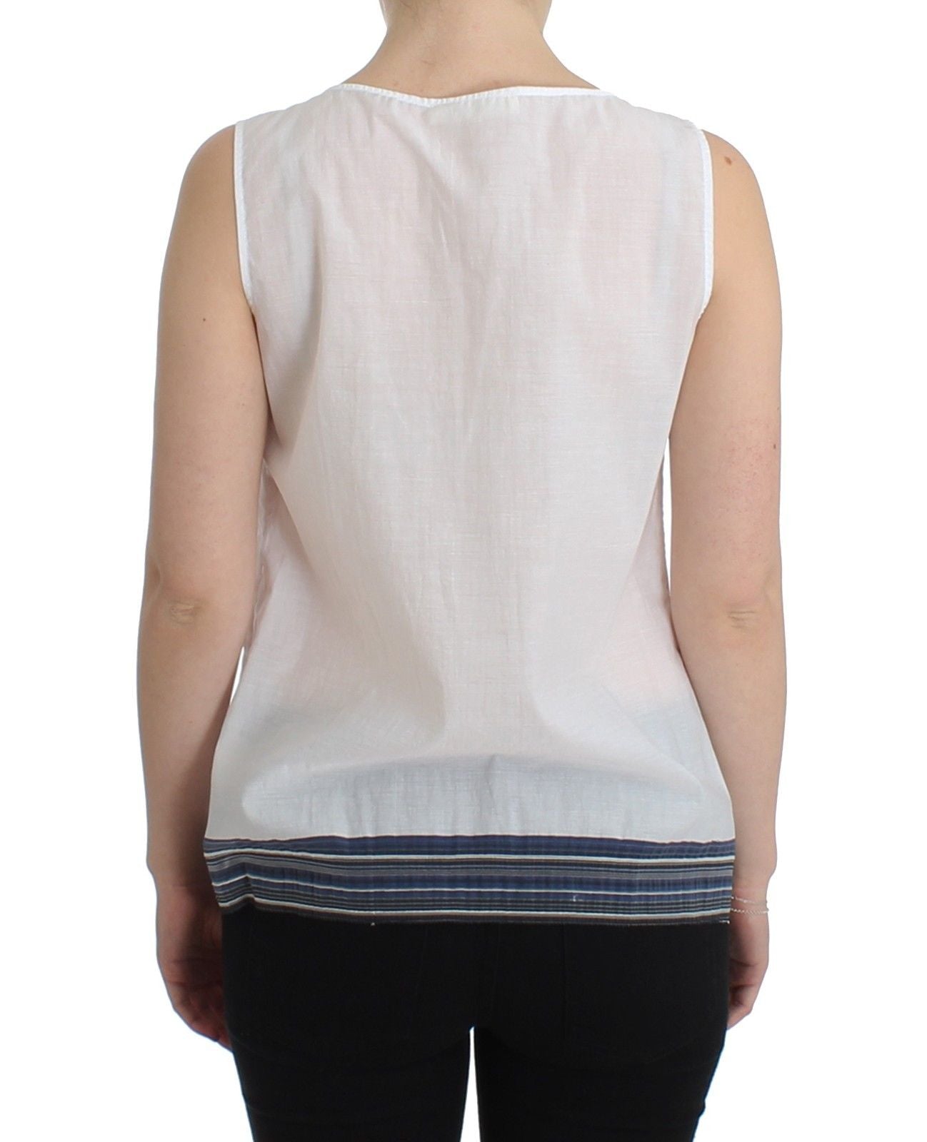 Ermanno Scervino White Blue Top Blouse Tank Shirt Sleeveless