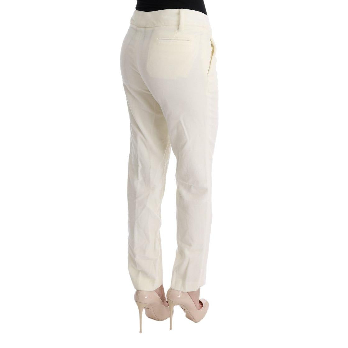 Ermanno Scervino White Cotton Regular Fit Casual Pants