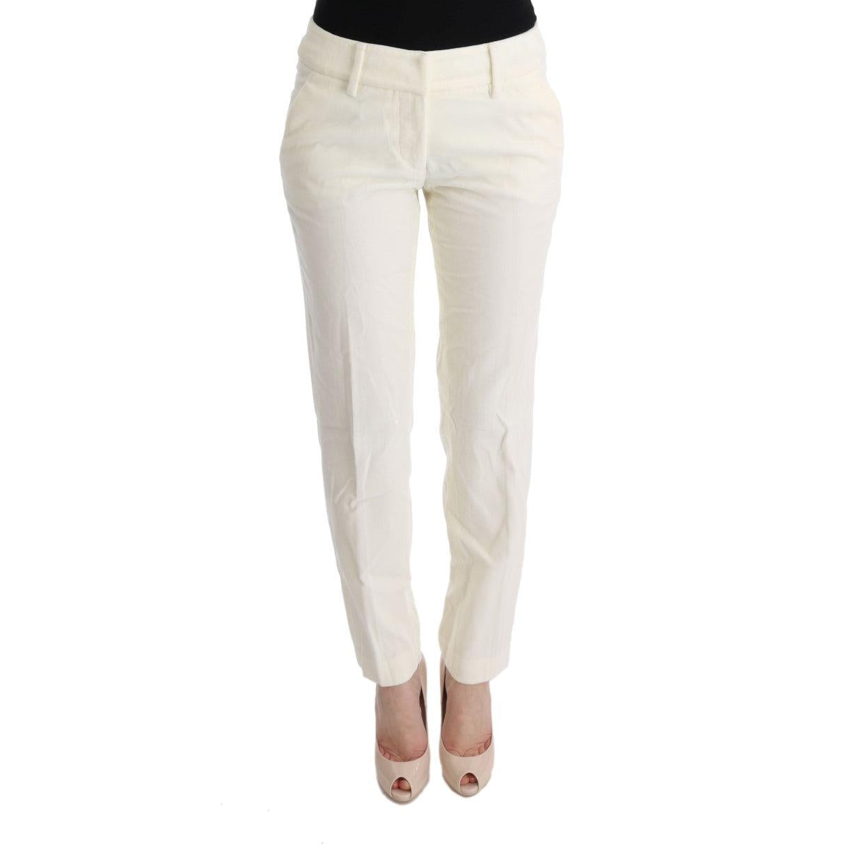 Ermanno Scervino White Cotton Regular Fit Casual Pants