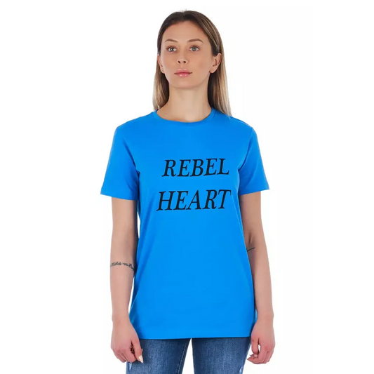 Frankie Morello Light Blue Cotton Women T-Shirt