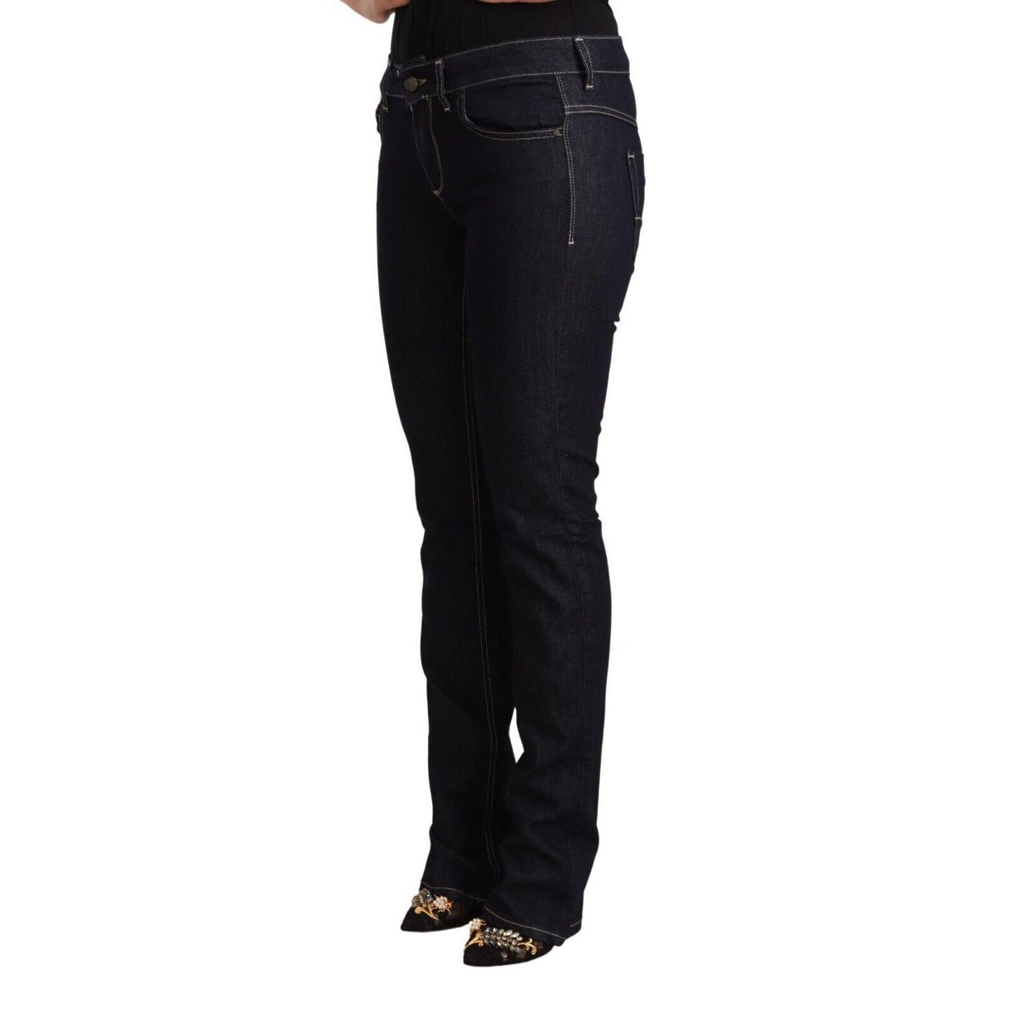 GF Ferre Black Cotton Stretch Low Waist Skinny Denim Jeans