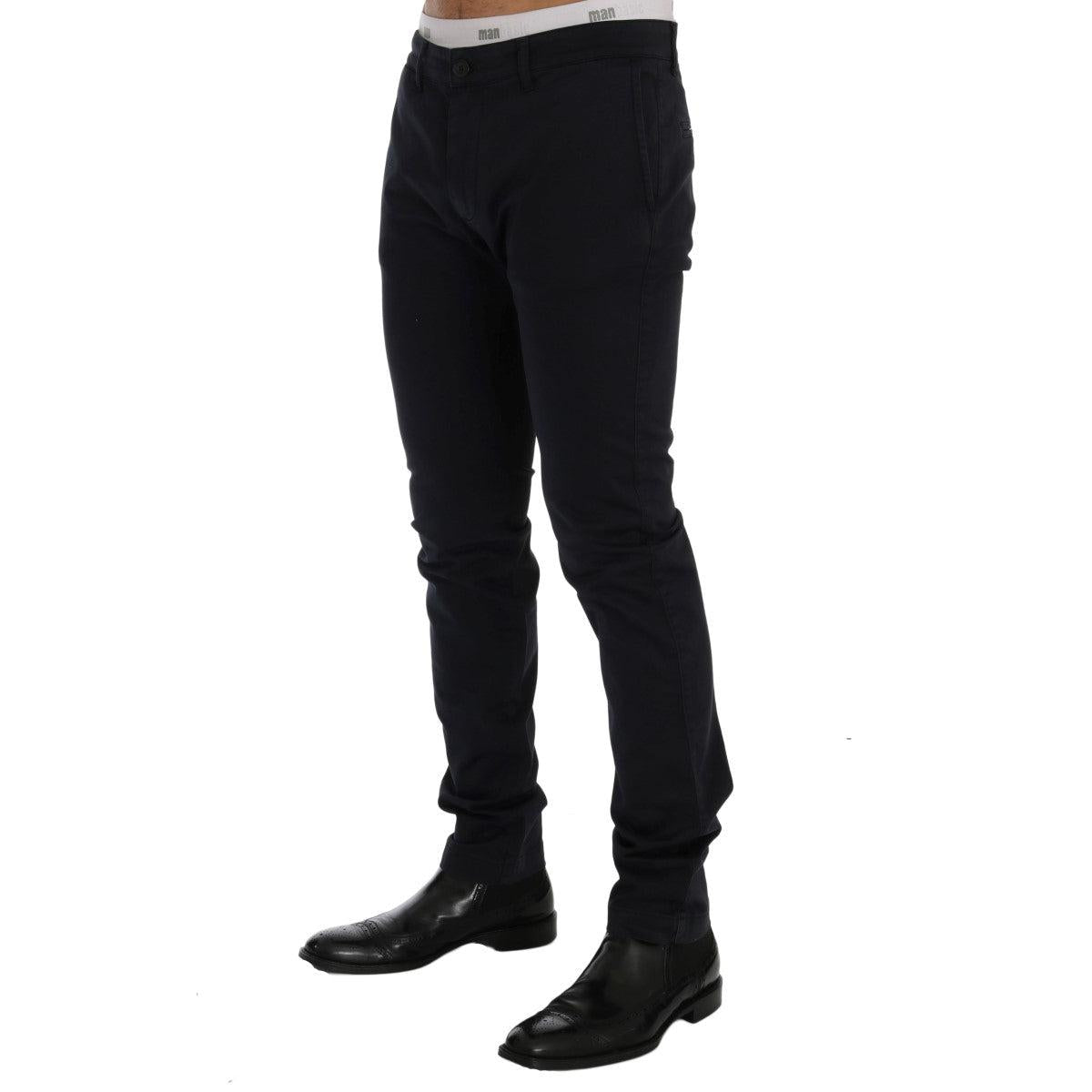 GF Ferre Blue Cotton Stretch Chinos Pants