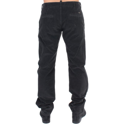 GF Ferre Elegant Black Cotton Corduroy Pants