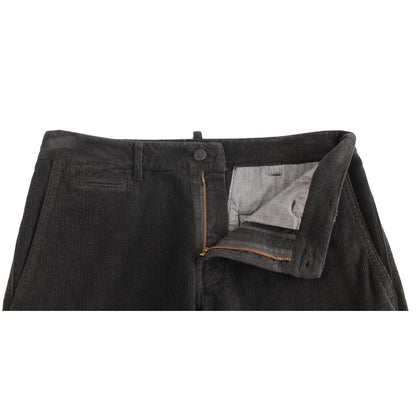 GF Ferre Elegant Black Cotton Corduroy Pants