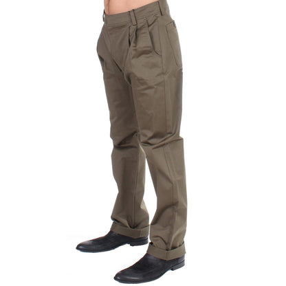 GF Ferre Green Cotton Stretch Comfort Fit Pants