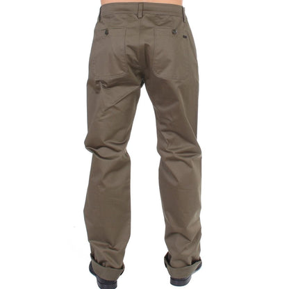 GF Ferre Green Cotton Stretch Comfort Fit Pants