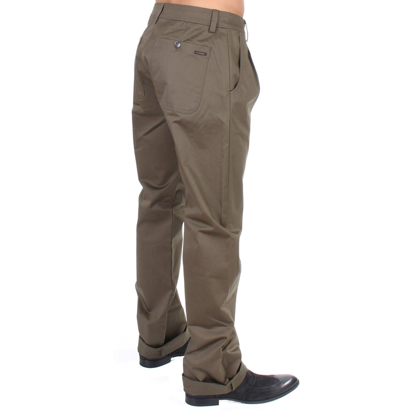 GF Ferre Green Cotton Stretch Comfort Fit Pants