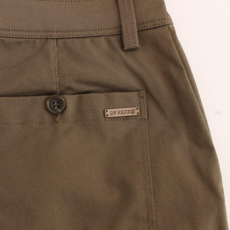 GF Ferre Green Cotton Stretch Comfort Fit Pants