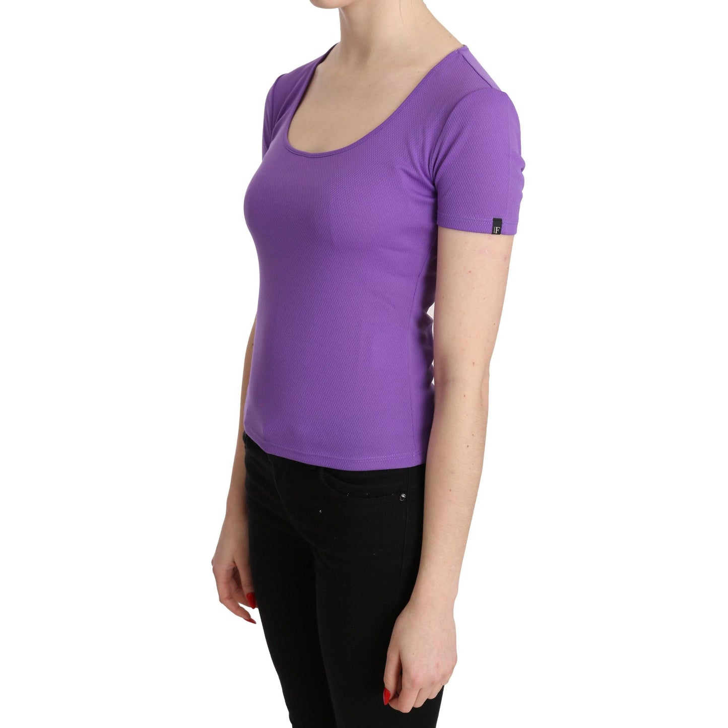 GF Ferre Purple 100% Polyester Short Sleeve Top Blouse